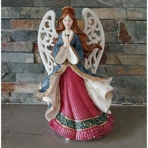 St. Nicholas Square Praying Angel Porcelain Musical Figurine Statue Holiday Deco